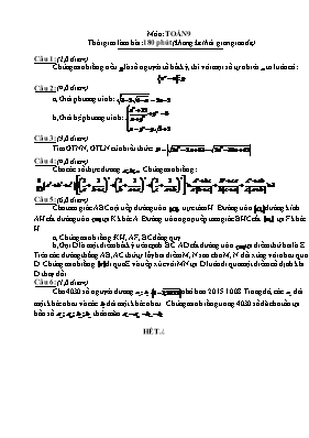 Đề thi thử học sinh giỏi Toán 9 (Đề 1)